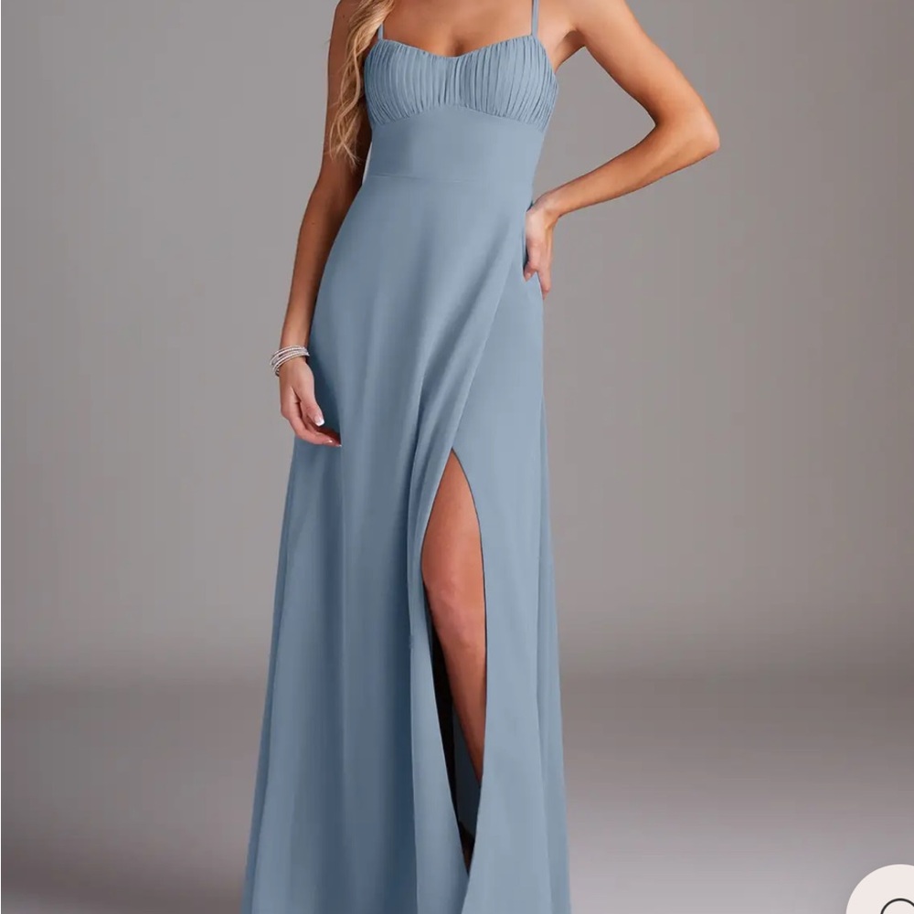 Azazie Breonna Dusty Blue A-Line Sweetheart Neckline Chiffon Bridesmaid Dress